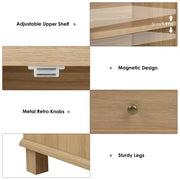 Homfa 1040370 Storage Cabinet with Rattan Doors, Oak