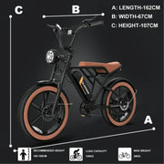 Colorway BLACK ORANGE-48V/15Ah Electric Bike for Adults 750W Battery 20X4.0 Fat Tire Off-Road E bike