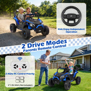 Wisairt 4WD 24V Ride On Toy Car, 2-Seater Electric Power UTV with Remote Control, LED Lights, Spring Suspension, 3 Speeds, Music, Blue