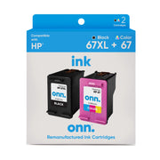 onn. HP 67XL/67 Remanufactured HP67XL Black 67 Tricolor 2-pack Printer Ink