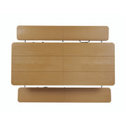 Living & More MSF5362500861DB 3-Piece Picnic Table Set, 6 Foot Polyethylene Folding Table with 2 Folding Benches, Weather Resistant, Dark Brown Wood Finish with Black Metal Legs