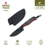 Swiss Tech 6180 Leicht Fixed Blade Knife D2 Steel with Canvas Micarta Handle and Premium Hard Sheath