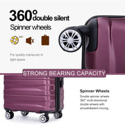 Travelhouse TH6031 Luggage 3 Piece Set Hardshell Lightweight Suitcase with TSA Lock Spinner Wheels 20/24/28 inch Deep Purple
