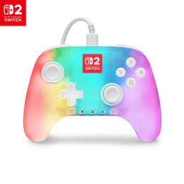 PowerA Advantage Wired Controller with Lumectra RGB Lighting, Hall Effect Thumbsticks, Mappable Buttons, Integrated C Button, White, for Nintendo Switch 2