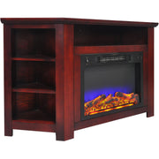 Cambridge CAM5630-1CHRLED Stratford 56-in Electric Corner Fireplace Heater with LED Multi-Color LED Flame Display, Cherry