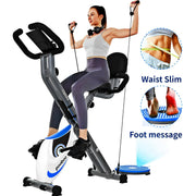 Pooboo X529M1 4in1 Folding Exercise Bike Indoor Cycling Bike Stationary Magnetic Cycling Bicycle X Bike Gym Workout 300 lbs