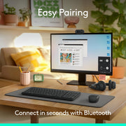 Logitech MK250 Wireless Keyboard and Mouse Combo, Bluetooth Connectivity, Compact Full-Size Keyboard with Number Pad, Ambidextrous Optical Mouse, Spill-Resistant, Graphite