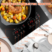 GRACEALL 12 Inch Electric Cooktop, 2 Burner Infrared Ceramic Stove, Black Crystal Panel, Countertop and Built-in Compatible, 120V Plug-in