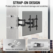 CondoMounts Full Motion Small Pillar TV Mount, No-Drill Strap-On for 32-70 Inch TVs, Holds 80 lbs, Fits 4-12 Inch Round & Square Posts, Silver, CLMTVA1144