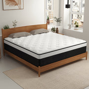 Kviwasha 12 Inch Twin Hybrid Mattress with Gel Memory Foam and Pocketed Coil Support, Medium Firm, Breathable Euro Top, Black