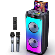 JYX BS-T10-T Bluetooth Speaker, Portable Party Speaker with 2 Wireless Microphones & DJ Light