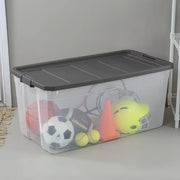 Sterilite 200 Qt. Stacker Box Plastic, Flat Gray, Set of 3