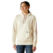 Ariat Rebar Graphic Hoodie for Women, Water-Repellent 10 oz Fleece, Vanilla Ice Orchid Haze, Long Sleeve, 2XL, 10071245
