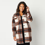 Abbott Elementary, Volume 1 Abbott Elementary Womens Shirt Jacket - BROWN MULTI PLAID LARGE