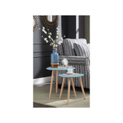 Convenience Concepts No Tools Oslo Nesting End Tables, Sea Foam/Light Oak