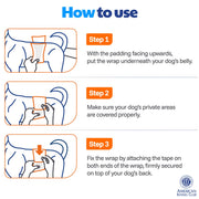 American Kennel Club Male Dog Wrap Disposable Diapers with Wetness Indicator, Medium Waist 18-25 in, 50 Count AKC70012