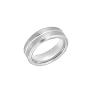 Brilliance Fine Jewelry Men's Grooved White 8MM Wedding Ring, 10, Silver - Material: Metal