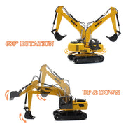 Fistone HN-1319-1 2 in 1 Remote Control Excavator with Detachable Flatbed Truck, 1:24 Scale, Sound and Light Effects