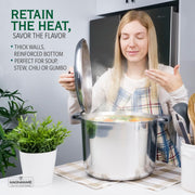 Magnaware Cast Aluminum Stock Pot, 14 Quart, Lightweight, Even Heat Distribution, Non-Stick Surface, Silicone Handle Covers