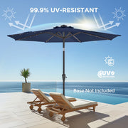 Patbrela 9ft Solar Polyester 32 LED Lighted Patio Umbrella with Tilt Adjustment and UV-Resistant