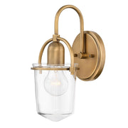 Hinkley Lighting Clancy 1-Light Wall Sconce Lacquered Brass with Clear Glass Urn Shade 6 in W x 11.25 in H 3030LCB
