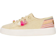 HEYDUDE 41090 Women's Cody Perf Leather Casual Sneakers, Size: 5, Natural/Multi