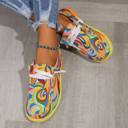 ScarletteEmmy Women's Casual Walking Shoes, Lightweight Canvas Loafers with Rainbow Swirl Print,  10.5