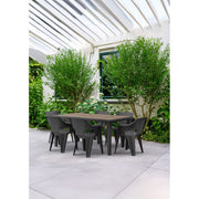 Keter Futura Outdoor Dining Table, Weather-Resistant Resin with Wood-Look Top, Rectangular, Ashwood and Graphite, 65 in, 264030