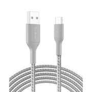 Belkin CAY010tt10SL-RF Braided USB-A to USB-C Cable, 10 ft, 15W Fast Charging, Gray