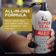 InterDynamics A/C Pro Super Seal All-In-One Stop Leak Charging Kit, 11 oz, Automotive Air Conditioning Leak Sealer, Red Dye Leak Detection, E303943201