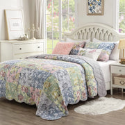 Greenland Home Fashions GL-2205AMSK Emma Traditional Patchwork Floral Quilt Set 3-Piece King/Cal King