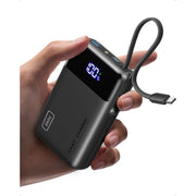 INIU 20,000mAh Portable Power Bank, 45W Fast Charger with Built-in USB-C Cable, LED Battery Display, Black