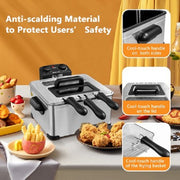 Costway EP24955US Electric Deep Fryer 5.3QT or 21-Cup Stainless Steel 1700W with Triple Basket