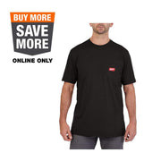 Milwaukee 605B-M Men's Medium Black GRIDIRON Cotton/Polyester Short-Sleeve Pocket T-Shirt