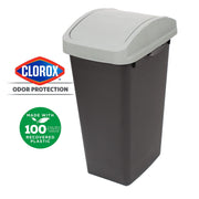 Glad Link & Sort 12 Gallon Kitchen Trash Can with Clorox Odor Protection, Swing-Top and Lift-Up Lid, Black, with Recycle Sticker