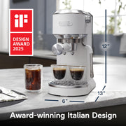 De'Longhi Dedica Duo Espresso Machine, Compact Vanilla, Digital Touch Display, Advanced Thermoblock, Steam Wand, 35 oz Water Tank, EC890WI