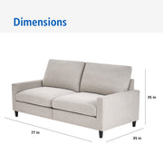 Mainstays 77 in Square Arm Sofa, Light Gray, Polyester Upholstery, Pocket Coil Seating, Foam Back Cushion, MS2631468562BR1