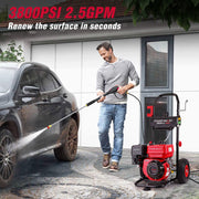PowerSmart USA DL1038A Gas Pressure Washer, 3800 PSI, 2.5 GPM, 212cc Engine, 35 ft Hose, 5 Quick-Connect Nozzles