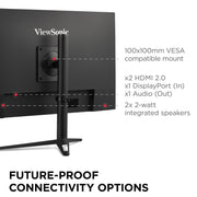 ViewSonic VX2728J-2K 27 Inch QHD IPS Gaming Monitor, 180Hz Refresh Rate, 0.5ms Response Time, FreeSync Premium, NVIDIA G-Sync Compatible, Advanced Ergonomic Stand, HDMI and DisplayPort