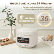 Bluebow Digital Rice Cooker 8-in-1 Smart Multi-Cooker 5.3QT Non-Stick Inner Pot White