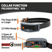 SportDOG FieldSentinel 825 Electronic Dog Training Collar with Health Monitoring, Waterproof, Half-Mile Range, Black, 1 Dog