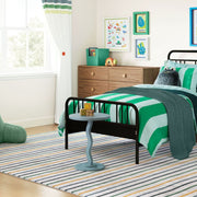 Mainstays Kids Wood Wavy Nightstand Side Table, Bluestone, Rubberwood, Compact Size, MS6503975471KG