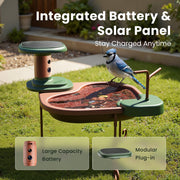 Birdfy Smart Bird Bath with 1080P HD Camera, AI Bird Identification, Solar Powered, Weatherproof, Brown, Jolly V