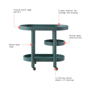 Beautiful BE64250047100D7 Drew Bar Cart by Drew Barrymore, Thyme Green Finish