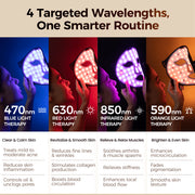 ARIVEA LED Red Light Therapy Face Mask, Wireless Rechargeable, Foldable, 4 Light Modes, Black
