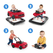 Bright Starts 11632 Ford Mustang 4-in-1 Baby Walker With Removable Steering Wheel, Red