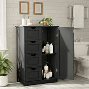 Ktaxon Wooden Bathroom Storage Cabinet with 4 Drawers, 1 Cupboard, 2 Adjustable Shelves, Black, MDF