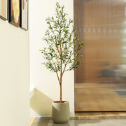 DR.Planzen ZMGGLSJ2HZ1.8m-1 6FT Artificial Olive Tree with Fruits and Wood Branches, Plant in Black Plastic Pot