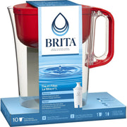 Brita 650693CDN1 Large 10 Cup Water Filter Pitcher with 1 Standard Filter Red