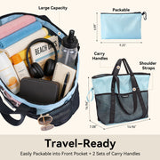 Pasman Large Beach Bag with Zipper, 8 Sandproof Mesh Pockets, Foldable Lightweight Tote for Women, 15x7x15 in